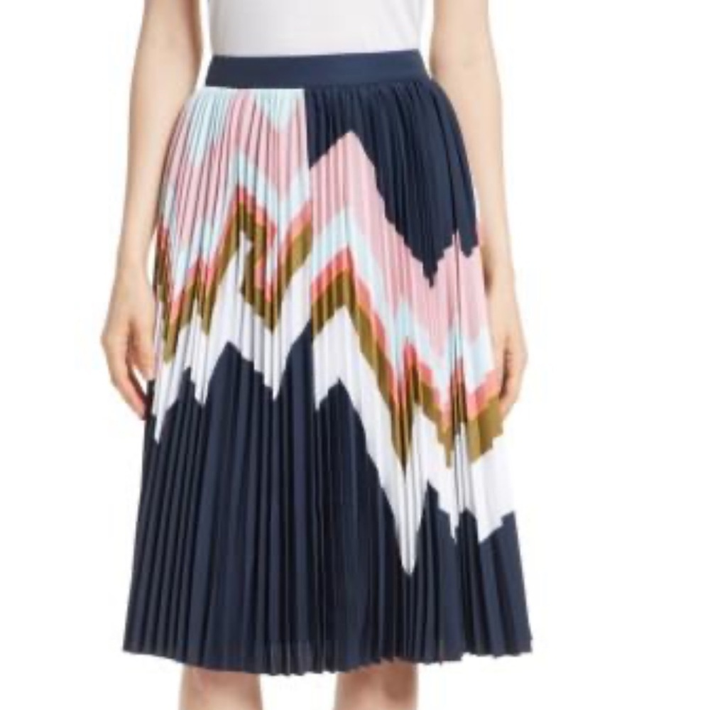 TED BAKER LONDON EVIANNA MISSISSIPPI PRINT PLEATED SKIRT Size 2